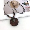 Bohemian Wood Donut Alloy Pendant Long Necklaces for Women FS-WGBD296-14-1