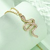 Brass Micro Pave Clear Cubic Zirconia Snake Pendant Necklaces NJEW-S438-02F-G-3