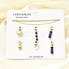 Natural Lapis Lazuli Round Heart Pendant & Necklaces & Bracelets Sets SJEW-Q002-06G-1