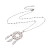 Non-Tarnish Woven Net/Web with Feather 304 Stainless Steel Boho Pendant Necklaces for Women NJEW-G087-06P-3