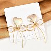 Brass ABS Plastic Pearl Dangle Stud Earrings EJEW-U040-20G-1