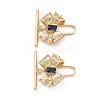 Brass Pave Medium Blue Cubic Zirconia Toggle Clasps KK-E068-VC191-2