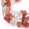 Natural Carnelian Chip & Glass & Brass Tube Beaded Bangles for Women BJEW-JB11265-06-3