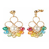 Flower Colorful Glass Beads Dangle Earrings for Girl Women X1-EJEW-TA00010-3