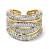 Rack Plating Brass Micro Pave Cubic Zirconia Cuff Finger Rings for Women RJEW-C114-16B-G-2