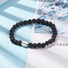 Natural Lava Rock Stretch Bracelet with Alloy Word Gratitude Beaded BJEW-JB08309-04-2