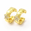 Star Rack Plating Brass Micro Pave Cubic Zirconia Cuff Earrings for Women EJEW-H091-26G-1