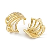 Hollow Fan Rack Plating Brass Cubic Zirconia Stud Earrings for Women EJEW-K245-08G-2