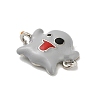 Halloween Brass Light Grey Enamel Connector Charms KK-F915-04A-P-2