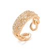 Brass Micro Pave Cubic Zirconia Open Cuff Rings RJEW-R146-03KCG-1