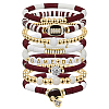 8Pcs 1Bag Rugby Polymer Clay Heishi & CCB Plastic Beaded Stretch Bracelets Set BJEW-PA0001-12C-1