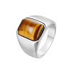 Rectangle Natural Tiger Eye Finger Ring FIND-PW0021-07D-01-1