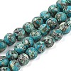 Assembled Synthetic Silver Line Turquoise Beads Strands G-D0006-C13-6mm-1