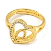Heart with Letter Rack Plating Brass Micro Pave Cubic Zirconia Adjustable Rings for Women RJEW-I105-06G-Q-2
