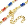 Brass Enamel Column Link Chain Necklaces NJEW-H039-02B-03G-2