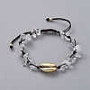 Adjustable Chip Natural Quartz Crystal Braided Bead Bracelets BJEW-JB04994-03-1