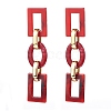 Acrylic & CCB Plastic Link Chain Dangle Stud Earrings X-EJEW-JE04470-2