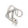 Clear Cubic Zirconia Criss Cross Open Cuff Ring RJEW-C055-02P-1