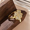 Brass Micro Pave Clear Cubic Zirconia Cuff Rings for Women RJEW-Q009-07G-5