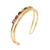 Brass Pave Colorful Cubic Zirconia 2-Strand Open Cuff Bangles for Women BJEW-S147-34G-C-1