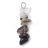 Gradient Color Natural Quartz Crystal & Natural Smoky Quartz & Natural Obsidian & Natural Labradorite Chip Beaded Pendants PALLOY-JF02790-07-1