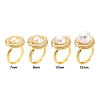 Flat Round Brass Micro Pave Cubic Zirconia Adjustable Ring Settings KK-K297-06G-4