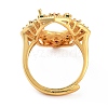 Rack Plating Oval Brass Micro Pave Cubic Zirconia Adjustable Ring Components X-KK-Q819-17G-3