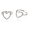 304 Stainless Steel Hollow Heart Cuff Rings RJEW-N038-122P-2