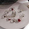 9Pcs 9 Styles Alloy Spider Web & Rose & Heart Finger Rings Sets for Women PW-WG0828C-01-3