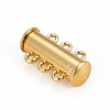 3-Strands 6-Holes Tube Brass Magnetic Slide Lock Clasps X-KK-D473-G-NF-2