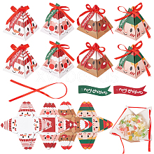 BENECREAT 32Pcs 4 Style Christmas Theme Pyramid Shaped Paper Bakery Boxes BAKE-BC0001-01