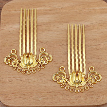 Flower Alloy Hair Comb Findings PW-WG61544-02