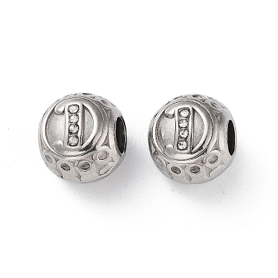 304 Stainless Steel Rhinestone European Beads STAS-A092-10D-P-1
