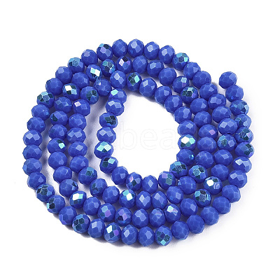 Electroplate Opaque Solid Color Glass Beads Strands EGLA-A044-P6mm-L32-1