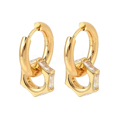 304 Stainless Steel Clear Cubic Zirconia Hoop Earrings EJEW-P343-01G-1