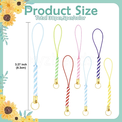 30Pcs 6 Colors Braided Nylon Cord Mobile Straps FIND-YW0011-77-1