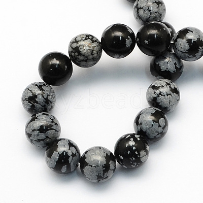 Natural Snowflake Obsidian Round Beads Strands G-S172-6mm-1