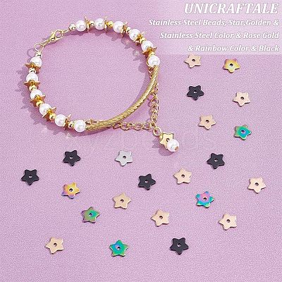 60Pcs 5 Colors 304 Stainless Steel Beads STAS-UN0039-52-1