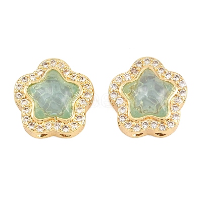Brass Clear Cubic Zirconia Beads KK-B186-01G-03-1