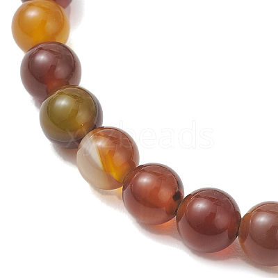 Natural Banded Agate Beaded Stretch Bracelets BJEW-JB13406-1