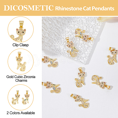 8Pcs 2 Colors Rack Plating Brass Micro Pave Cubic Zirconia Pendants KK-DC0003-21-1