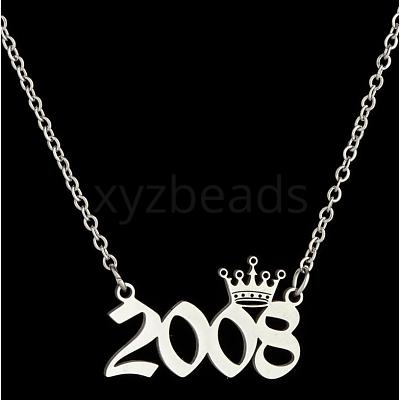 Crown Birth Year 201 Stainless Steel Pendant Necklaces for Women FS-WG4E8F2-69-1