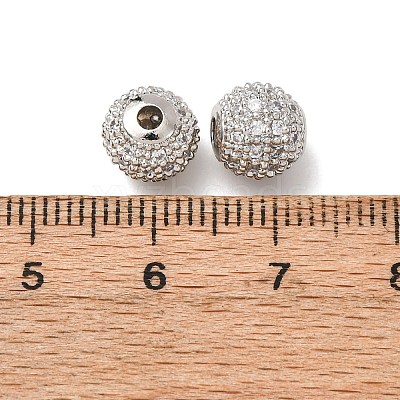Round Brass Micro Pave Cubic Zirconia Beads X-ZIRC-N016-01P-8mm-1