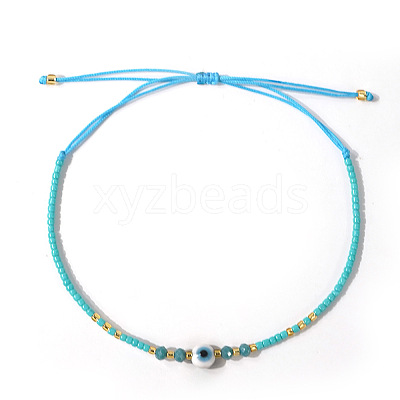 Glass Seed Beads & Resin Braided Bead Bracelets TK7632-3-1