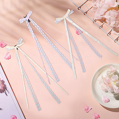 10Pcs 5 Colors Polyester Resin Bowknot Hair Clips PHAR-CN0001-05-1