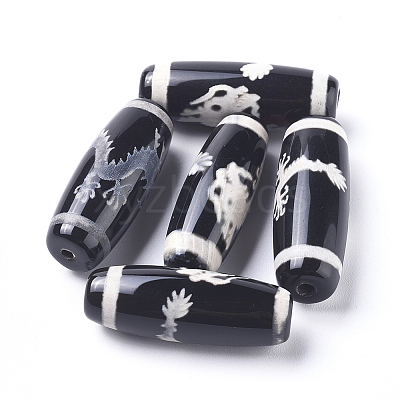 Tibetan Style Dragon Pattern dZi Beads TDZI-D008-20-1