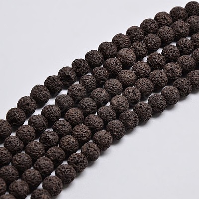 Natural Lava Rock Round Bead Strands G-I124-6mm-M-1