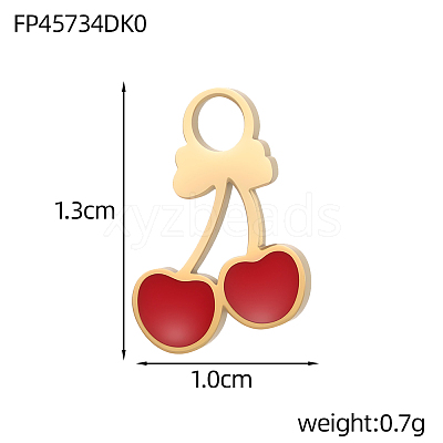 304 Stainless Steel with Red Enamel Charms SA-OY002-35G-1