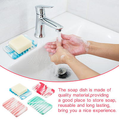 4Pcs 4 Colors Marble Pattern Silicone Soap Dishes AJEW-GA0005-74-1