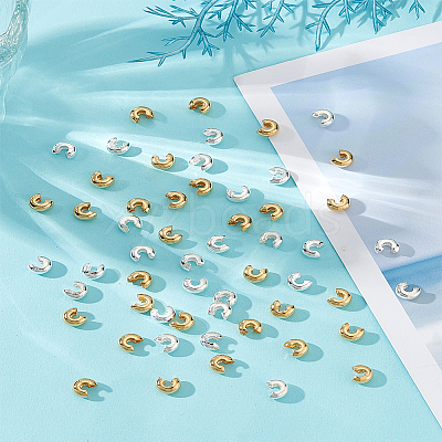70Pcs 2 Colors Brass Crimp Beads Covers KK-LP0001-68-1